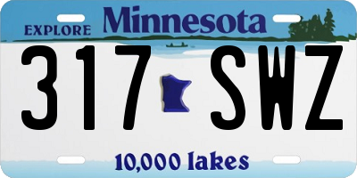 MN license plate 317SWZ