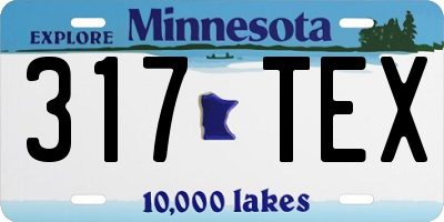 MN license plate 317TEX