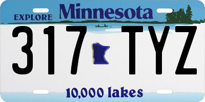 MN license plate 317TYZ