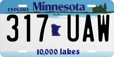 MN license plate 317UAW