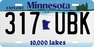 MN license plate 317UBK