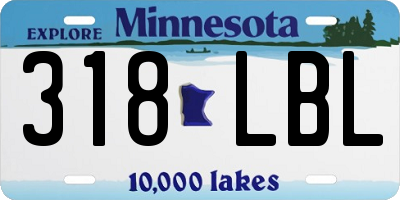 MN license plate 318LBL