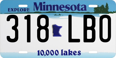 MN license plate 318LBO