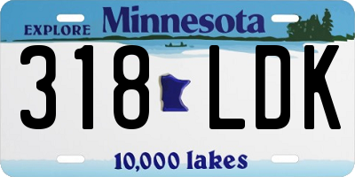 MN license plate 318LDK