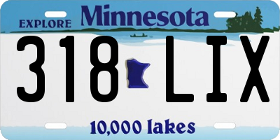 MN license plate 318LIX