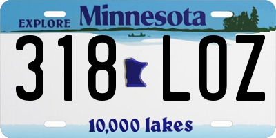 MN license plate 318LOZ