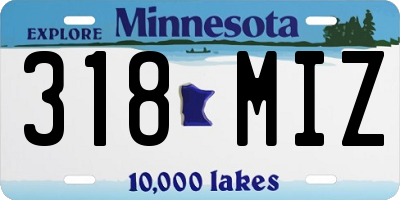 MN license plate 318MIZ