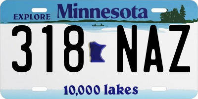 MN license plate 318NAZ
