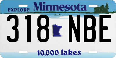 MN license plate 318NBE