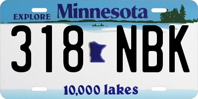 MN license plate 318NBK