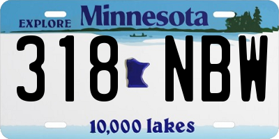 MN license plate 318NBW