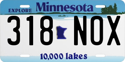 MN license plate 318NOX