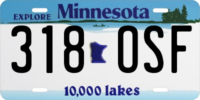 MN license plate 318OSF