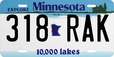 MN license plate 318RAK