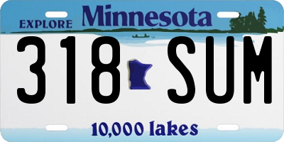 MN license plate 318SUM