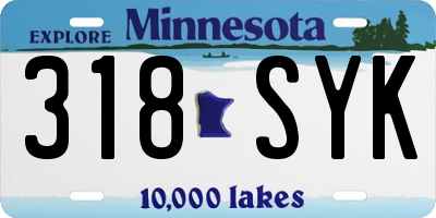 MN license plate 318SYK