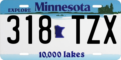 MN license plate 318TZX