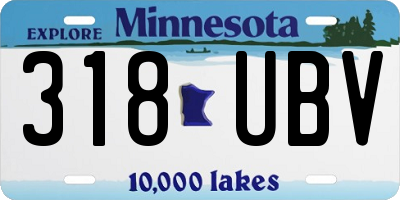 MN license plate 318UBV