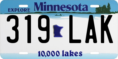 MN license plate 319LAK