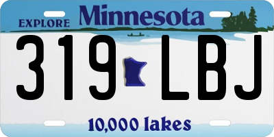 MN license plate 319LBJ