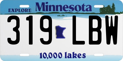 MN license plate 319LBW