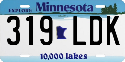MN license plate 319LDK