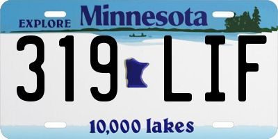 MN license plate 319LIF