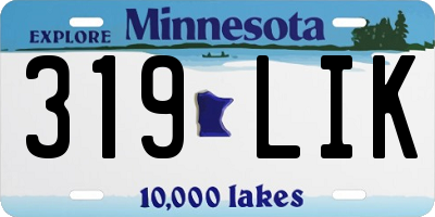 MN license plate 319LIK