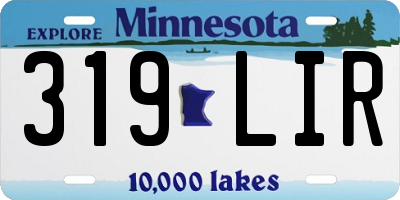 MN license plate 319LIR