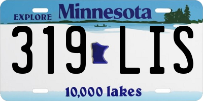 MN license plate 319LIS