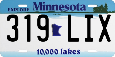 MN license plate 319LIX
