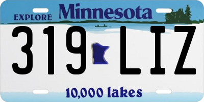 MN license plate 319LIZ