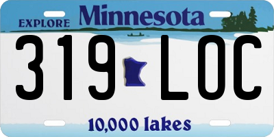 MN license plate 319LOC
