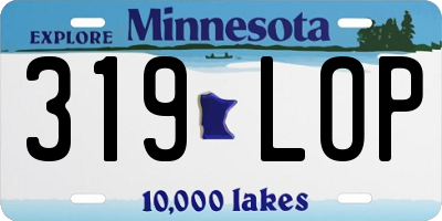 MN license plate 319LOP