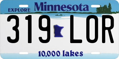 MN license plate 319LOR