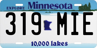 MN license plate 319MIE