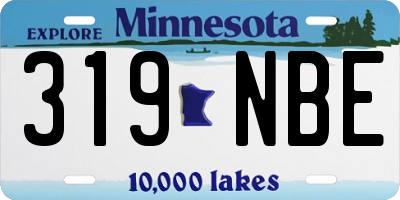 MN license plate 319NBE