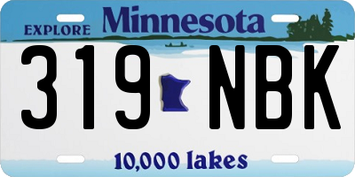 MN license plate 319NBK