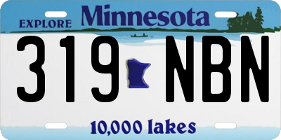 MN license plate 319NBN