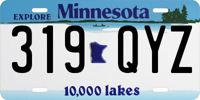MN license plate 319QYZ