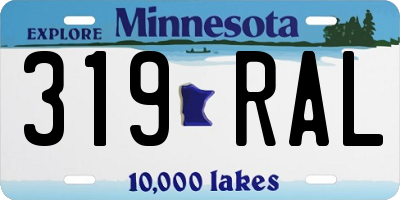 MN license plate 319RAL
