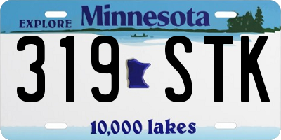 MN license plate 319STK