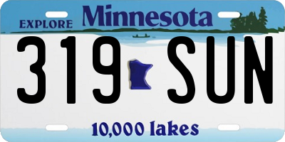 MN license plate 319SUN