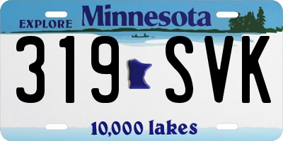 MN license plate 319SVK