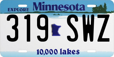 MN license plate 319SWZ