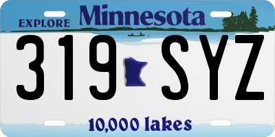 MN license plate 319SYZ