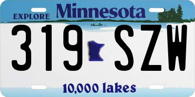MN license plate 319SZW