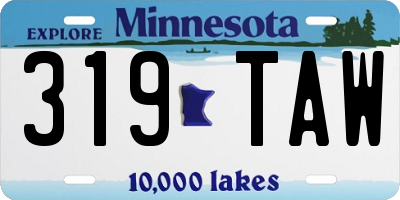 MN license plate 319TAW
