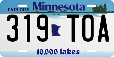 MN license plate 319TOA