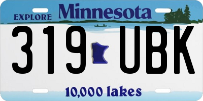 MN license plate 319UBK